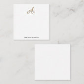 Elegant Black White Gold Script Monogram Notitiekaartje (Voorkant / Achterkant)