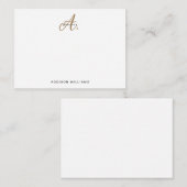 Elegant Black White Gold Script Monogram Notitiekaartje (Voorkant / Achterkant)