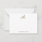 Elegant Black White Gold Script Monogram Notitiekaartje (Voorkant)