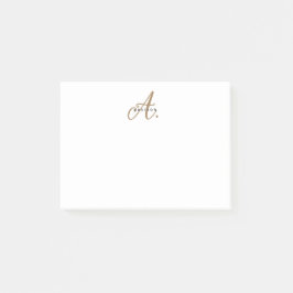 Elegant Black White Gold Script Monogram Post-it® Notes