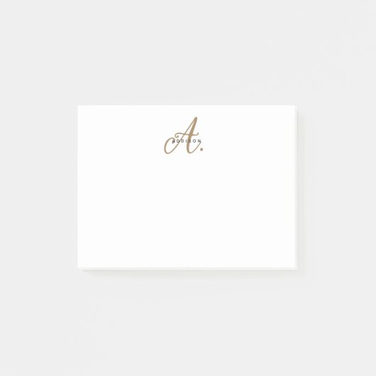 Elegant Black White Gold Script Monogram Post-it® Notes (Voorkant)