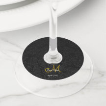 Elegant Black White Gold Simple WeduwMonogram