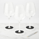 Elegant Black White Gold Simple WeduwMonogram Wijnglaslabel (Set)