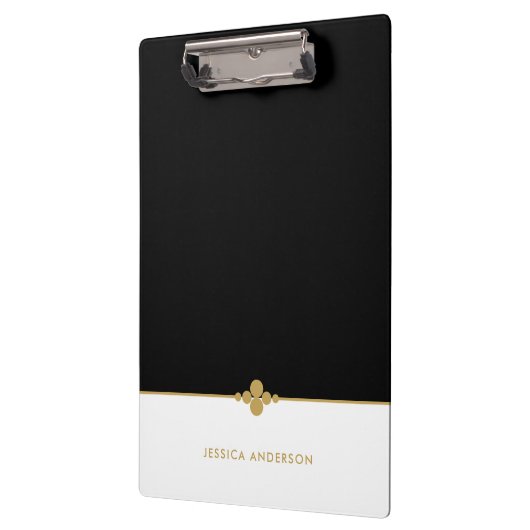 Elegant Black White Gold, speciaal gepersonaliseer Klembord (Links)