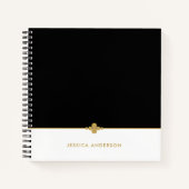 Elegant Black White Gold, speciaal gepersonaliseer Notitieboek (Voorkant)