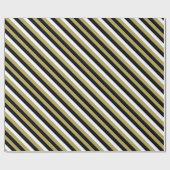 Elegant Black White Gold Stripes Pattern Cadeaupapier (Vlak)