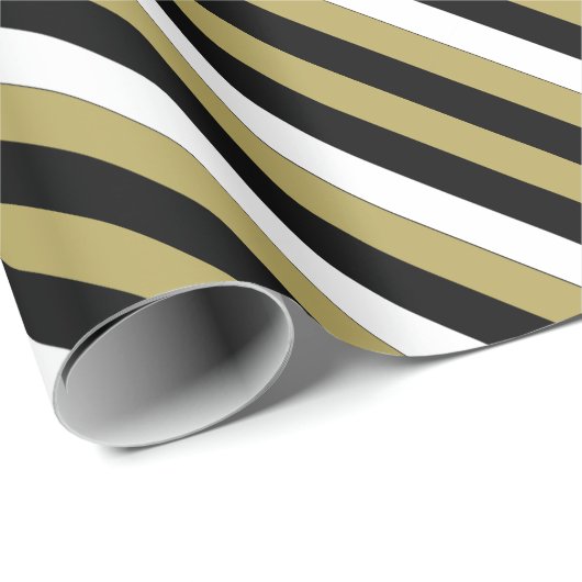 Elegant Black White Gold Stripes Pattern Cadeaupapier (Rol Hoek)