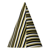 Elegant Black White Gold Stripes Pattern Feesthoedjes (Achterkant)