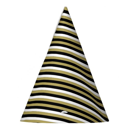 Elegant Black White Gold Stripes Pattern Feesthoedjes (Links)