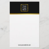 Elegant Black White Gold Uw Logo hier Sjabloon Briefpapier (Voorkant)