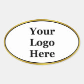 Elegant Black White Gold Uw Logo hier Sjabloon Ovale Sticker (Voorkant)