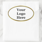 Elegant Black White Gold Uw Logo hier Sjabloon Ovale Sticker (Tas)