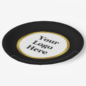 Elegant Black White Gold Uw Logo hier Sjabloon Papieren Bordje (Gekanteld)