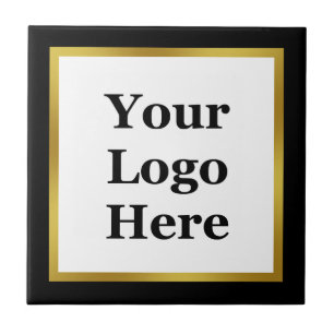 Elegant Black White Gold Uw Logo hier Sjabloon Tegeltje