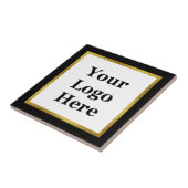 Elegant Black White Gold Uw Logo hier Sjabloon Tegeltje (Zijkant)