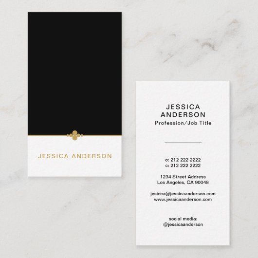Elegant Black White Gold  Visitekaartje (Voorkant / Achterkant)