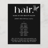 Elegant Black White Golden Scissors Hair Menu (Voorkant)
