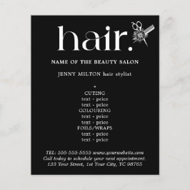 Elegant Black White Golden Scissors Hair Menu