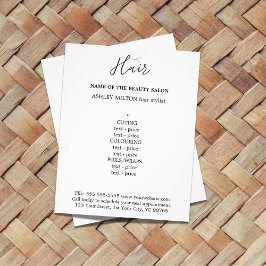 Elegant Black White Golden Scissors Hair Menu Flye