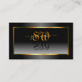 Elegant Black White gradiënt Oranje Lijst Initiale Visitekaartje (Voorkant)