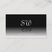 Elegant Black White Gradient Shadow Font Monogram Visitekaartje (Voorkant)