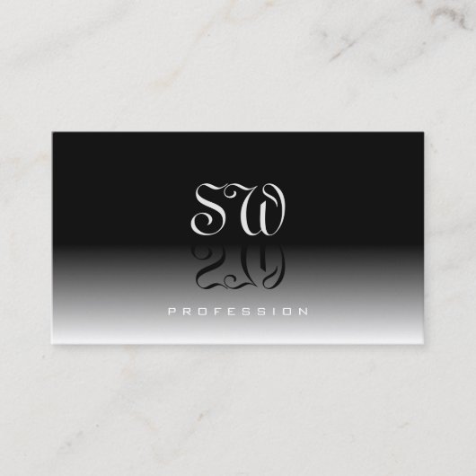 Elegant Black White Gradient Shadow Font Monogram Visitekaartje (Voorkant)