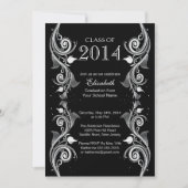 Elegant Black White Graduparty Invitation Kaart (Voorkant)