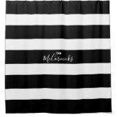 Elegant Black White Hand Lettering Familienaam Douchegordijn (Voorkant)