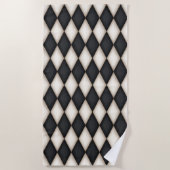 Elegant Black & White Harlequin Diamond Check Strandlaken (Voorkant)