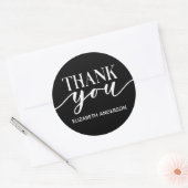 Elegant Black White Hartelijk dank Ronde Sticker (Envelop)