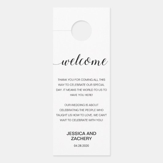 Elegant Black White Hartelijk dank voor de gasten  Deurhanger (Voorkant)