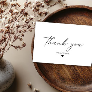 Elegant Black White Heart Weddenschap Hartelijk da Bedankkaart