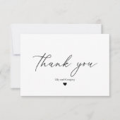 Elegant Black White Heart Weddenschap Hartelijk da Bedankkaart (Voorkant)