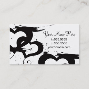 Elegant Black & White Hearts-Visitekaartjes Visitekaartje