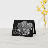 Elegant Black White Hydrangea Botanical Birthday Kaart (Gele Bloem)