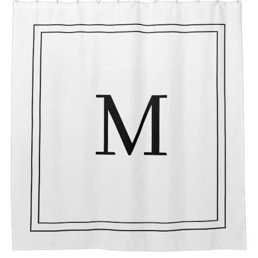 Elegant Black &White Initial Monogram  Douchegordijn (Voorkant)