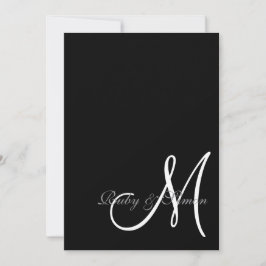 Elegant Black White Initial Wedding  Kaart