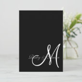 Elegant Black White Initial Wedding  Kaart (Staand voorkant)