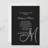 Elegant Black White Initial Wedding  Kaart (Achterkant)