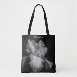Elegant Black White Iris Foto gepersonaliseerd Tote Bag