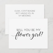 Elegant Black White Je wordt mijn Bloemenmeisje Kaart (Voorkant / Achterkant)