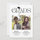 Elegant Black & White Joint Graduation Party Photo Kaart (Voorkant)