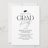 Elegant Black & White Joint Graduation Party Photo Kaart (Achterkant)