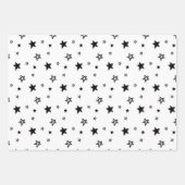 Elegant Black & White Kerstbomen sterren Inpakpapier Vel (Voorkant 2)