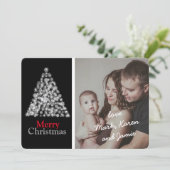 Elegant Black White - kerstboom - Aangepaste foto Feestdagenkaart (Staand voorkant)