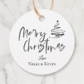 Elegant Black White Kerstboom, pretkerkermis Bedankjes Labels (Achterkant)