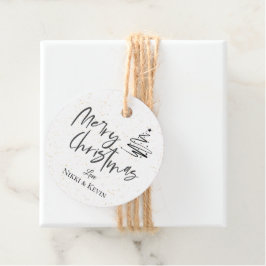 Elegant Black White Kerstboom, pretkerkermis Bedankjes Labels