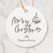 Elegant Black White Kerstboom, pretkerkermis Bedankjes Labels (Achterkant)