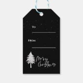 Elegant Black White Kerstboom, pretkerkermis Cadeaulabel (Achterkant)