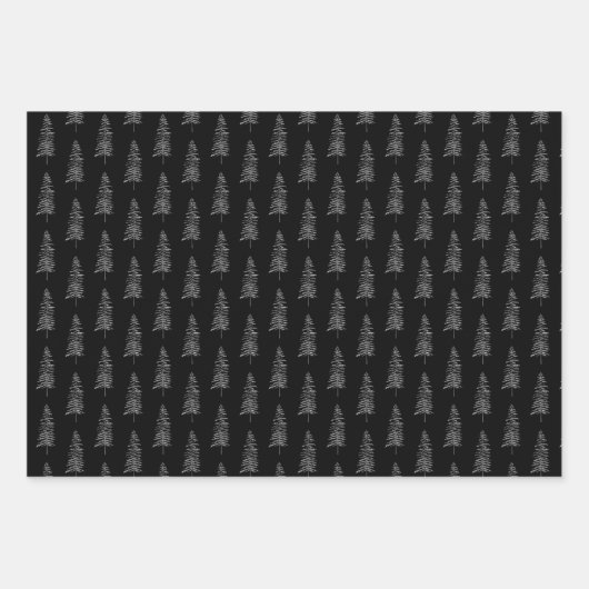 Elegant Black White-kerstboompatroon Inpakpapier Vel (Voorkant 3)